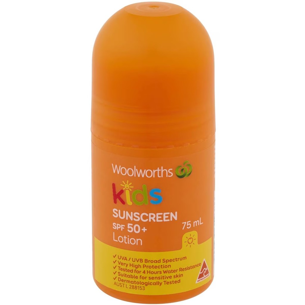 กันแดดสูตรอ่อนโยน สำหรับเด็ก Woolworths Kids Sunscreen Spf 50+ Roll On 75ml. Exp.OCT2026