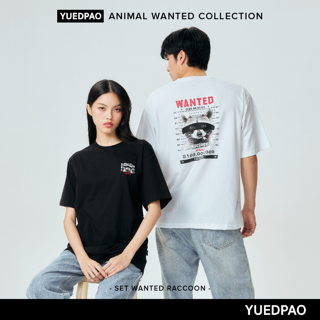 Yuedpao Animal Collection ผ้าหนาทรงสวย ยับยากรีดง่าย เสื้อยืดเปล่า เสื้อยืดโอเวอร์ไซส์ Set Wanted Raccon