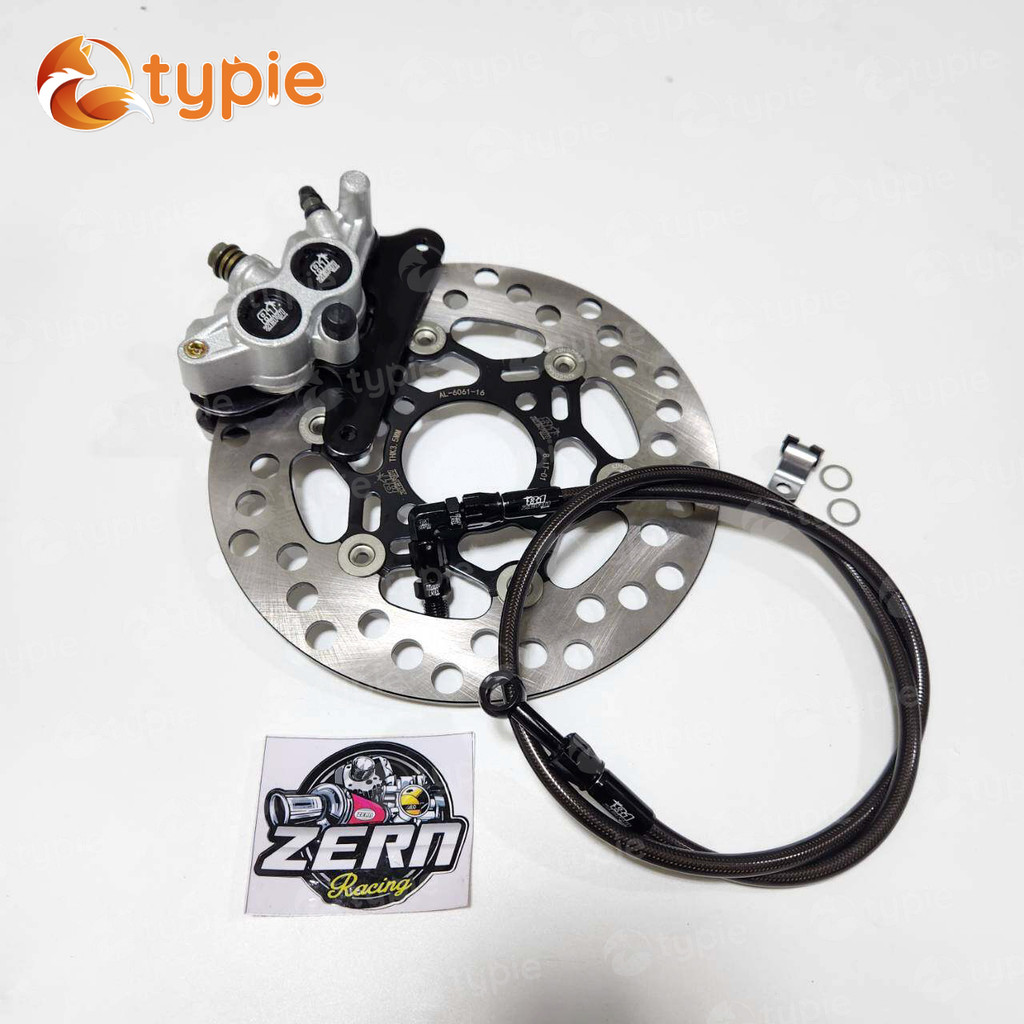 ปั๊มล่าง ZERN81 2พอท สีดำ + จานจูปีเตอร์ ดำหมุดเทา + สายเบรคZERN81 สีดำ หัว90 เวฟ110i / เวฟ125ปลาวาฬ