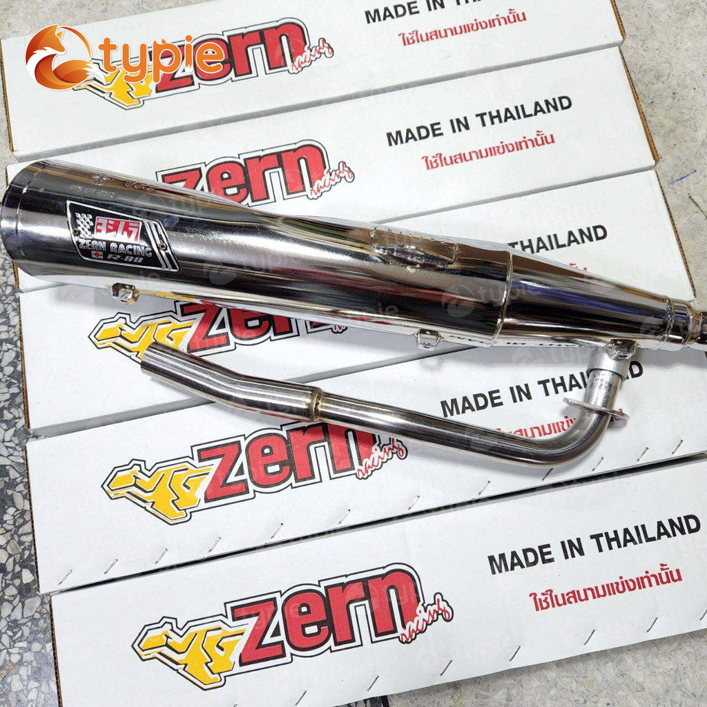 ZERN ท่อผ่าเวฟ1125R / เวฟ125S / เวฟ125ไฟเลี้ยวบังลม คอ26มิล ออก32มิล ชุบโครเมี่ยม ผ่าหมก ปลายเปิดน็อต3รู ***มี มอก.***