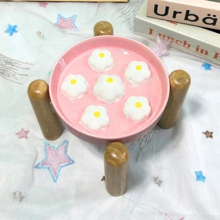 ชามกันกินมูมมาม ชะลอการกิน ลายดอกไม้ ชามเซรามิค แมว หมา สุนัข 16.3cm Bowl ฐานขายแยก