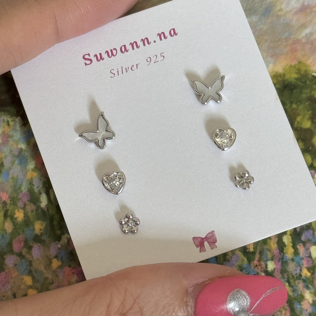 Suwann.na [ราคาต่อเซต] ต่างหู ต่างหูเงินแท้ เซตผีเสื้อ