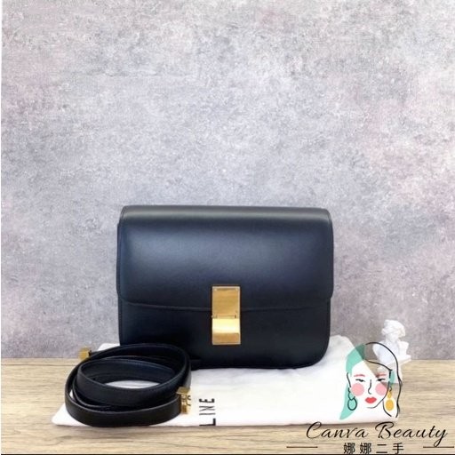 CELINE classic box black medium tofu bag/box bag/shoulder bag/crossbody bag จัดส่งฟรีในสต็อก