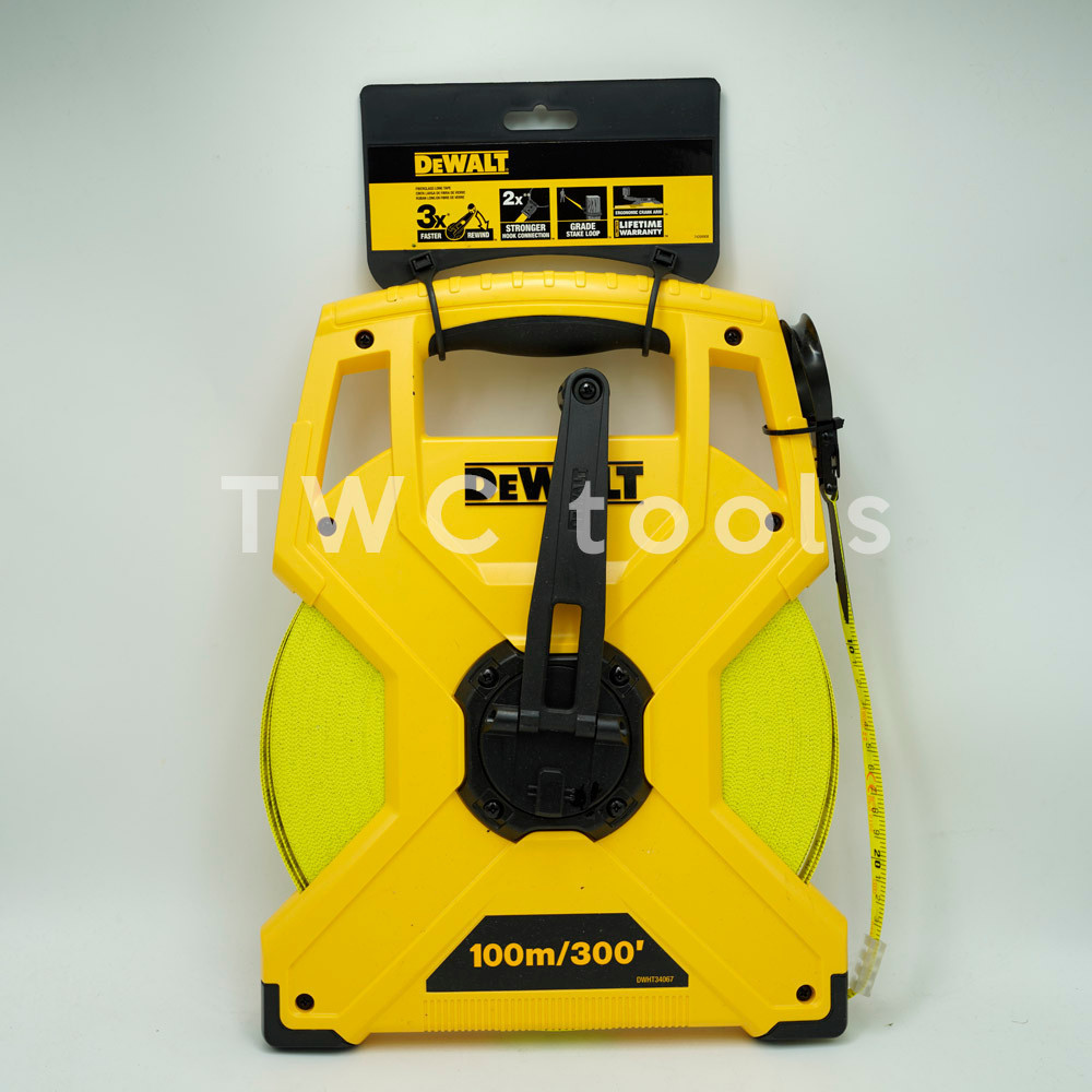 DEWALT เทปวัดสาย ไฟเบอร์ เทปวัดระยะ เทปวัดที่ 100เมตร ของแท้ 100% DWHT34067