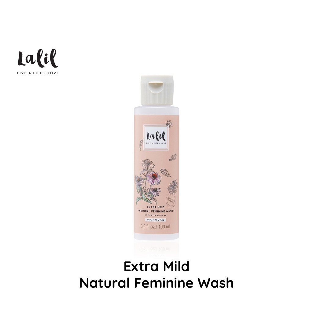 LALIL Extra Mild Natural Feminine Wash 100ml (ทำความสะอาดจุดซ่อนเร้น สัมผัสอ่อนโยน)