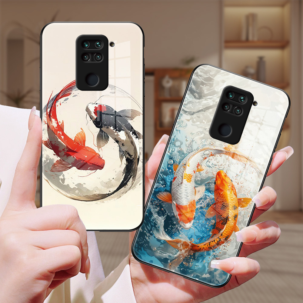 ปลาคาร์ฟ เคส กระจก Redmi Note 9s 9 9pro 8pro 11pro 114G 10pro 10/4G/5G 9T 9C 9 10X 10C 10A 10/4G/5G h3f1907