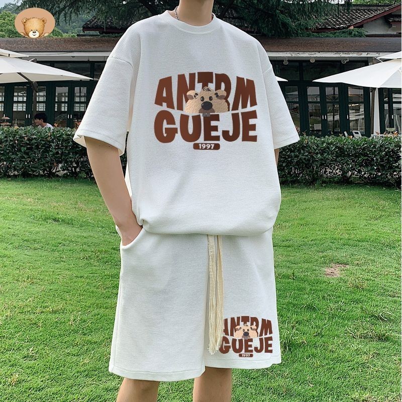 ชุดเซตแขนสั้นขาสั้น ผู้ชาย สกรีนลายทั้งเสื้อและกางเกง SH32