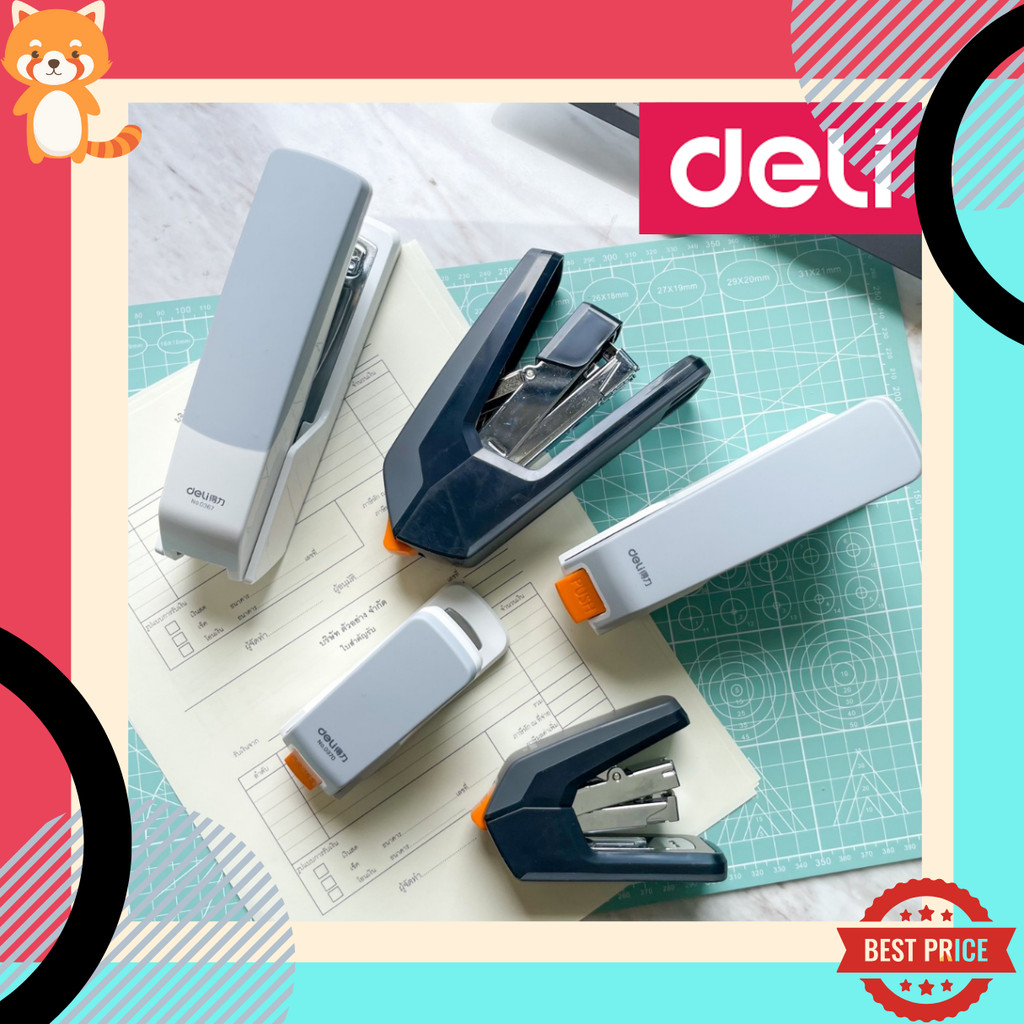 Deli ที่เย็บกระดาษประหยัดแรง เครื่องเย็บกระดาษ แม็ก สามารถเย็บได้สูงถึง 60 แผ่น อุปกรณ์สำนักงาน ที่เย็บกระดาษ