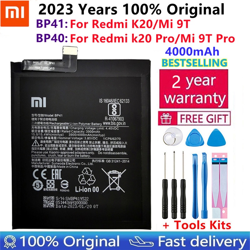 100% Original เปลี่ยนแบตเตอรี่ BP41 BP40สำหรับ Xiaomi Redmi K20 Pro Mi 9T Pro Mi9T Redmi K20Pro Premium ของแท้แบตเตอรี่4