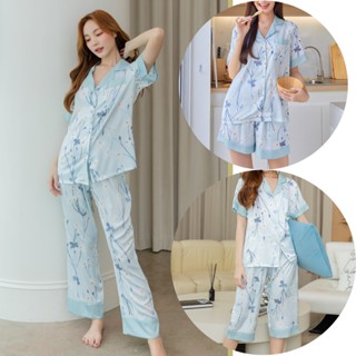 ชุดนอน Muslin pajamas [ โค้ด MUSSEP130 ลด 130 ฿] ชุดนอน Silk Satin  ผ้านุ่มลื่น ใส่สบาย ไม่ร้อน (รุ่น T780,L780,N780)