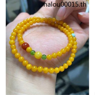 สร้อยข้อมือ ประดับลูกปัดขี้ผึ้งธรรมชาติ สีเหลืองอําพัน สีแดง สไตล์จีน เรโทร สําหรับผู้หญิง
