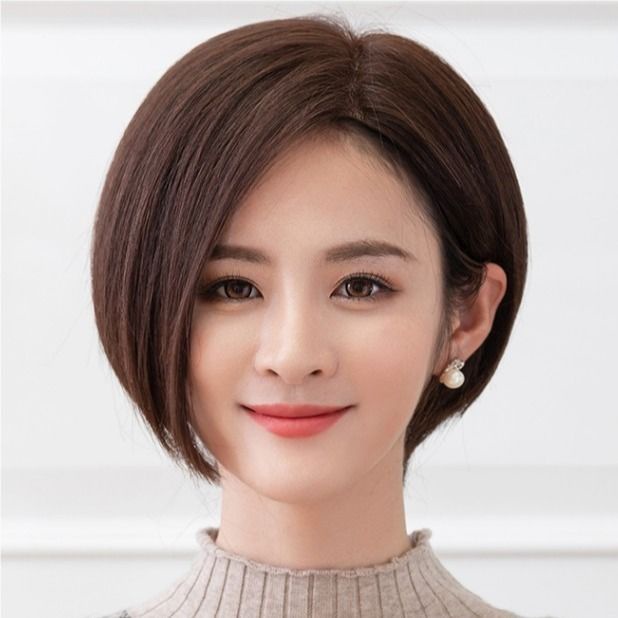 สินค้าใหม่ ขายดี วิกผมสั้น ผมบ๊อบ ผมตรง หน้ากลม ผมสั้น สําหรับผู้หญิง