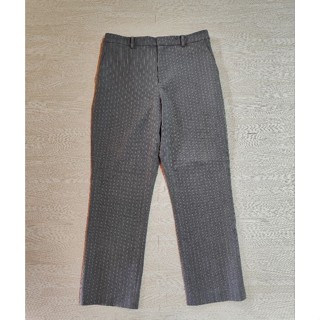 Uniqlo กางเกง Ezy 2 Way Smart Ankle Pants สีเทาลายริ้ว Size L หญิง มือ2