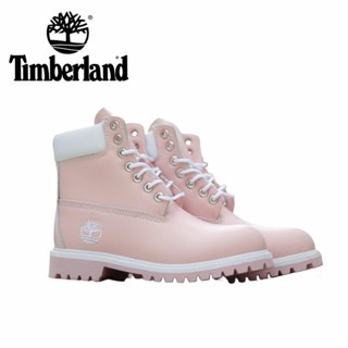 Timberland Nubuck รองเท้าบูทหนัง ข้อสูง ป้องกันความเมื่อยล้า สีชมพู สไตล์คลาสสิก ใช้งานกลางแจ้ง ไซซ์ 36-40