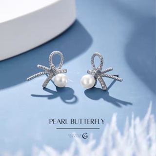 Glamor✨Pearl Butterfly ต่างหู ต่างหูไข่มุกแท้ 100% ต่างหูเงิน ต่างหูไข่มุก ต่างหูผู้หญิง ต่างหูมุกเกาหลี ต่างหูแฟชั่น