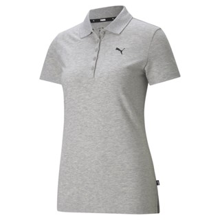 PUMA BASICS - เสื้อเชิ้ตโปโลผู้หญิง Essentials สีเทา - APP - 58677954