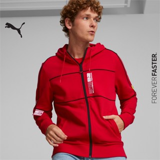 PUMA AUTO - เสื้อแจ็คเก็ตผู้ชาย Scuderia Ferrari Race Hooded Sweat Jacket สีแดง - APP - 53582902