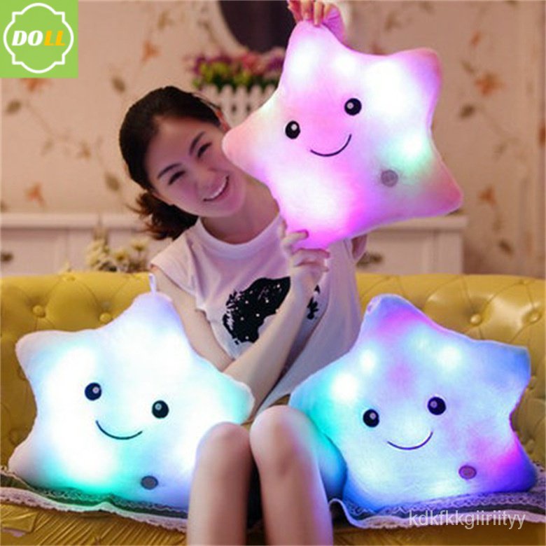 หมอนเรืองแสงสีสันน่ารักรูปดาวห้าแฉกตุ๊กตาของเล่นของขวัญวันเกิดสาว IE7O