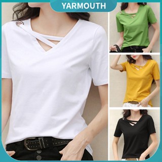 Yyr_ เสื้อยืดลําลอง แขนสั้น น้ําหนักเบา เหมาะกับฤดูร้อน สําหรับสตรี