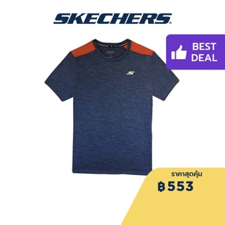 Skechers สเก็ตเชอร์ส เสื้อยืดแขนสั้นผู้ชาย Men Performance Running Short Sleeve Tee - SP22Q4M408-SEBL