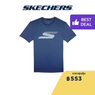 Skechers สเก็ตเชอร์ส เสื้อยืดแขนสั้นผู้ชาย Men Performance Running Short Sleeve Tee - SP22Q4M430-PRBL