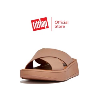 FITFLOP F MODE LEATHER CROSS SLIDES รองเท้าแตะแบบสวมผู้หญิง รุ่น FW5-137 สี BEIGE