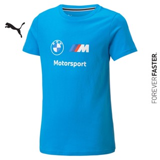 PUMA AUTO - เสื้อยืดเด็กโตโลโก้ BMW M Motorsport Essentials สีฟ้า - APP - 53652315