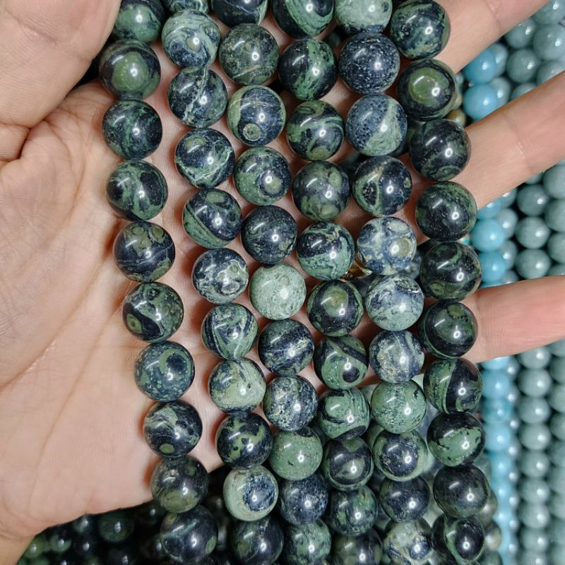 คัมบาบาแจสเปอร์ หินแท้ธรรมชาติหินเส้นยาวขายส่ง ความยาวประมาณ38cmนำไปร้อยได้2วงข้อมือ หินมงคลนำเข้าโดยตรงราคาส่ง