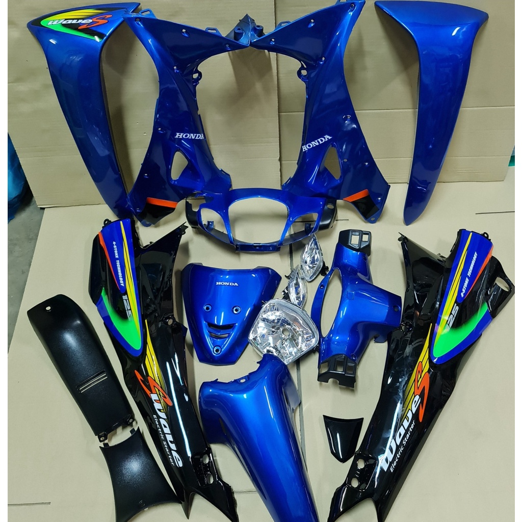 Bộ sơn mâm và khung xe wave125s wave125r, màu xanh đen, năm 2002, chìa khóa tròn