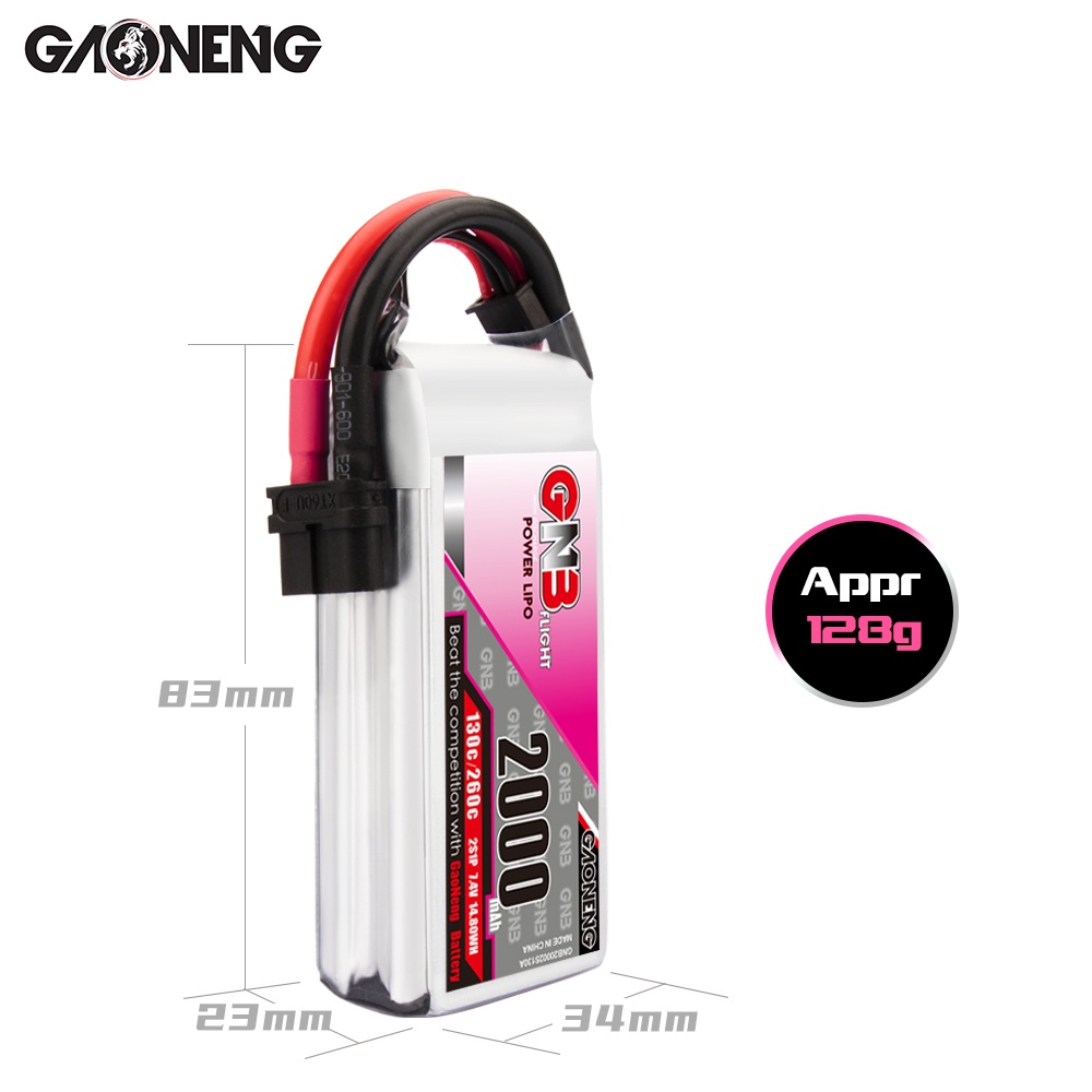 ⁂GNB GAONENG 2S 2000mah 7.4V 130C 260C LiPo battery FPV for racing drones