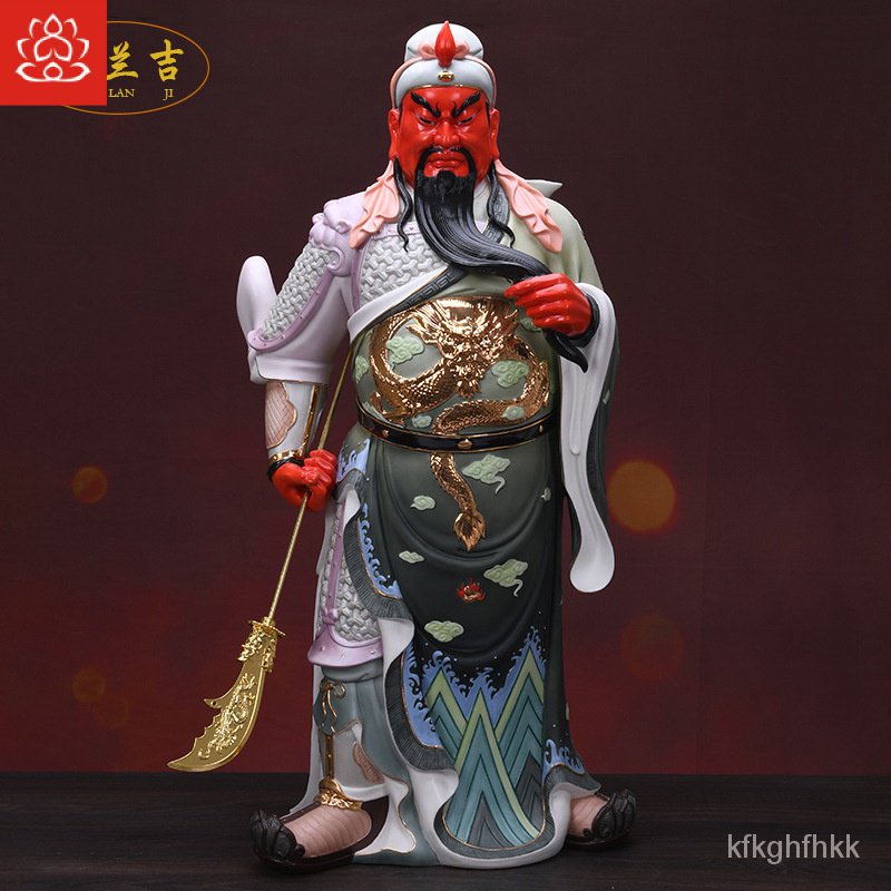รูปปั้นของ Dehua Ceramics Guan Gong เป็นที่ประดิษฐานของเทพเจ้าแห่งความมั่งคั่ง Guan Yu Guan Erye เทพ