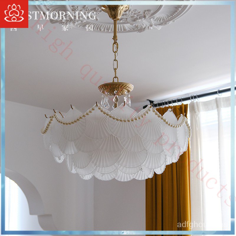 Xizao French Shell Pearl Feather Chandelier Retro American Dining Room Bedroom Living Room Crystal C