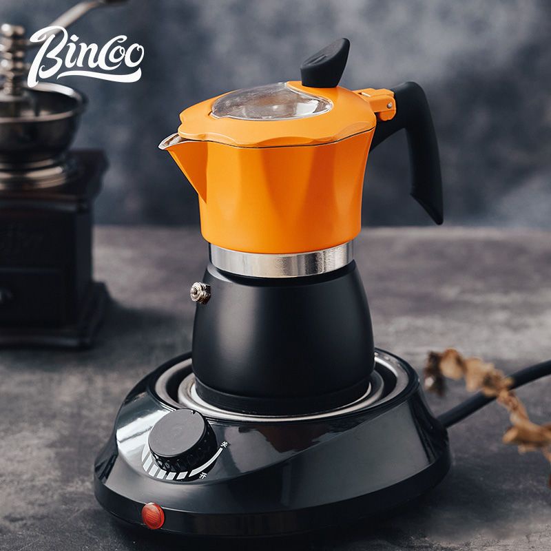 ☾Bincoo สีตัดกัน Moka pot กาแฟชงด้วยมืออิตาลี ชุดเตาไฟฟ้าเซรามิก เครื่องชงกาแฟบ้าน กรอง นำเข้าวาล์วเดี่ยว