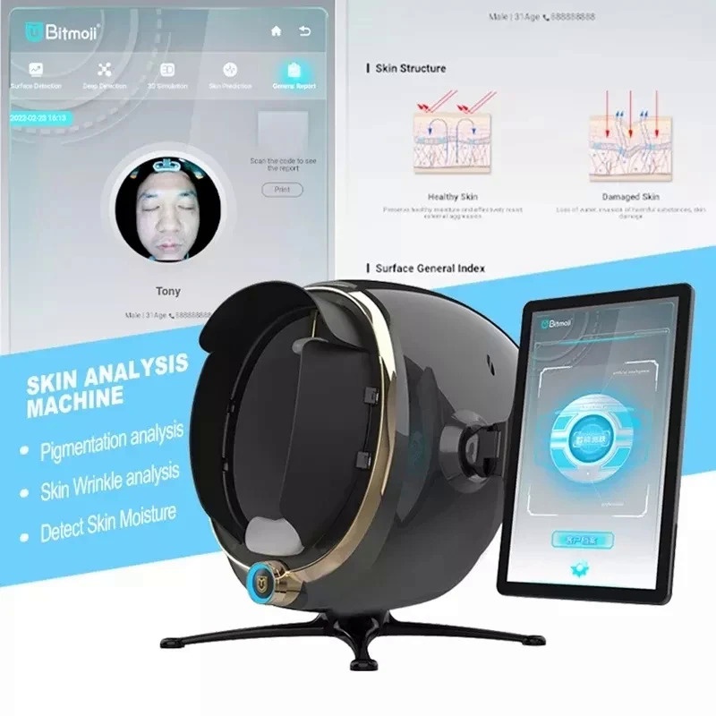 3D Skin Scanner Care Facial Analyzer Monitor Machine Magic Mirror Portable Testing English Detector Face Camera Test A00