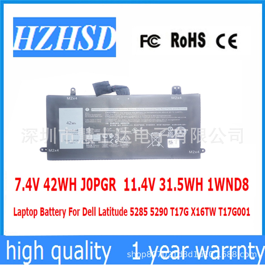 เหมาะสำหรับ DellLatitude 5285 5290 T17G 1WND8 J0PGR X16TW FTH6Fแบตเตอรี่