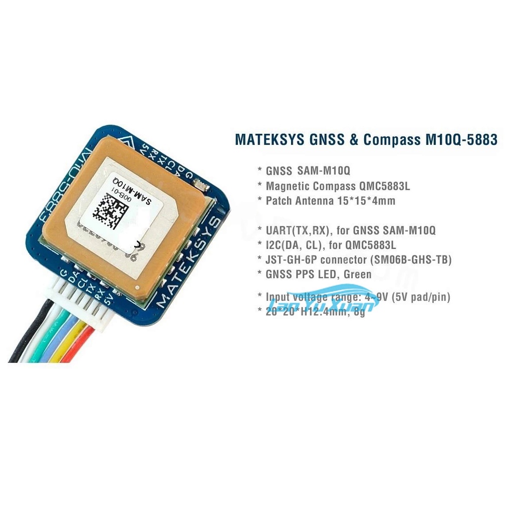 ใหม่ Matek ระบบ M10Q-5883 72ช่อง SAM-M10Q GPS และ QMC5883L ดิจิตอล AirSpeed 4 ~ 9โวลต์ที่มีเข็มทิศโม