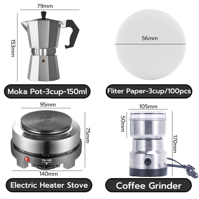 OneCafe ชุดหม้อต้มกาแฟ Moka Pot 3/ 6 ถ้ว - รูปที่ 4