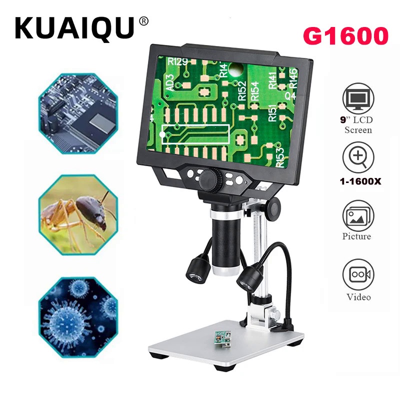 KUAIQU 1600X 9 ''LCD จูน HD 1080P 8ไฟ LED ตามเข็มนาฬิกา
