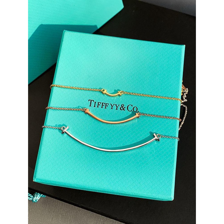 Tiffa_ny Rose Gold Diamond สร้อยคอหน้ายิ้มผู้หญิงหรูหรา Niche Design ยุโรปและอเมริกา Smile Simple Vers