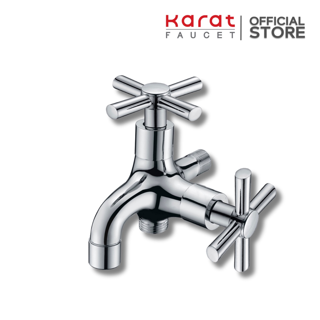 Karat Faucet ก๊อกล้างพื้นติดผนังพร้อมที่ต่อสายฉีดน้ำ รุ่น EC-01-421-50