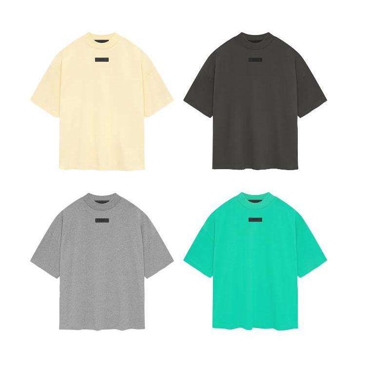 เสื้อยืดแขนสั้น คอกลม แบบสวมหัว ลาย Fear of God Essentials SS24 สีพื้น