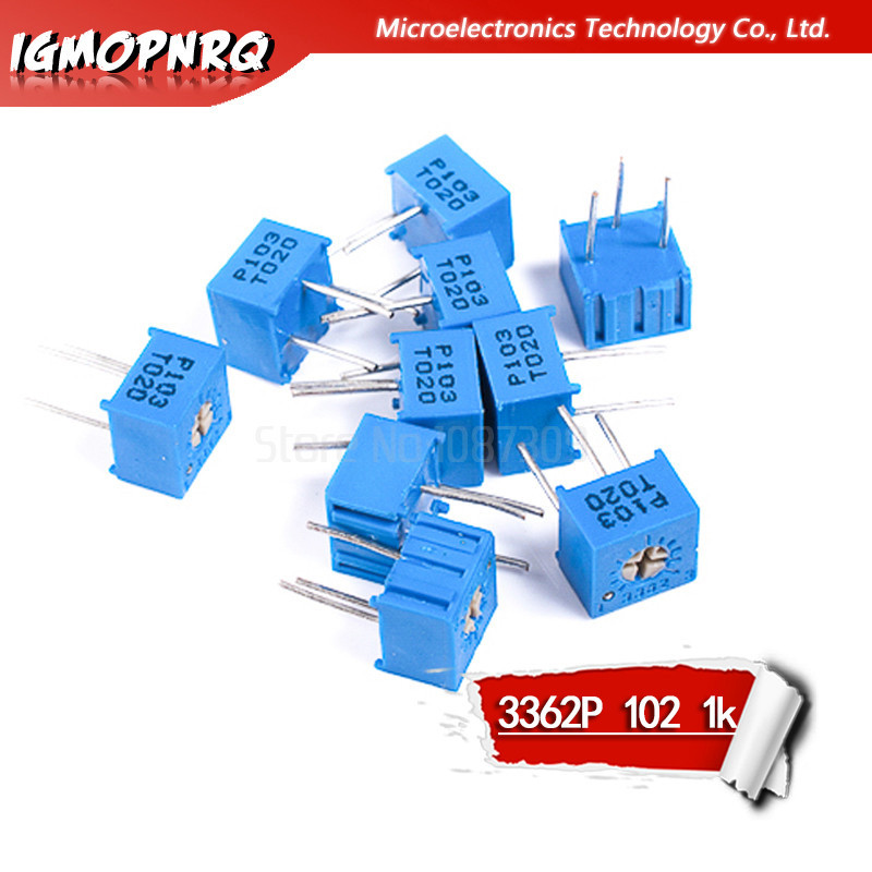 100pcs 3362P-1-102LF 3362P 102 1K โอห์ม Fine-Tunning Potentiometer Variable Resistor ใหม่เดิม