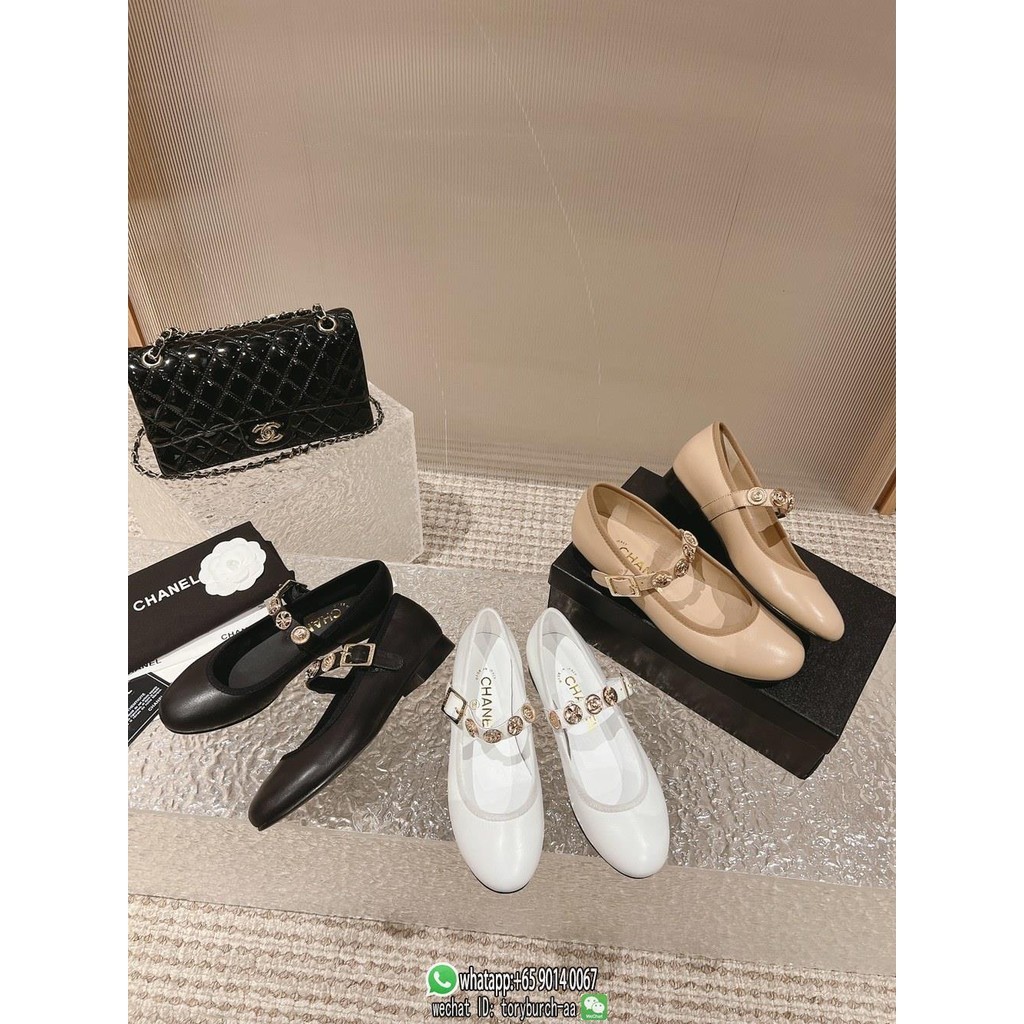 Chanel ladies flat ballet dancing shoes Mary jane flat pump casual walk boat shoes full set package