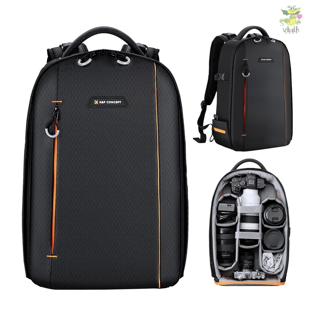 VK K&amp;F CONCEPT Camera Backpack Waterproof Camera Bag 18L Large Capacity Camera Case with 14.1 Inch Laptop Compartment