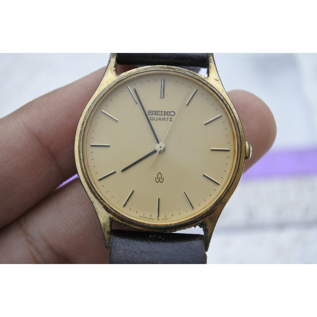 นาฬิกา Vintage มือสองญี่ปุ่น SEIKO ชุบทอง 2621 0150 กรอบทอง ผู้ชาย ทรงกลม ระบบ Quartz ขนาด32mm ใช้งานได้ปกติ ของแท้