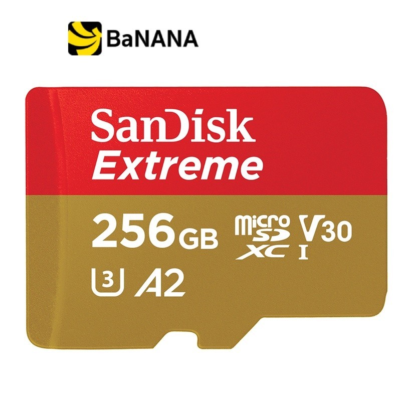การ์ดหน่วยความจำ SanDisk Extreme microSDXC 256GB V30 U3 C10 A2 190MB/s R 130MB/s Red-Gold by Banana IT