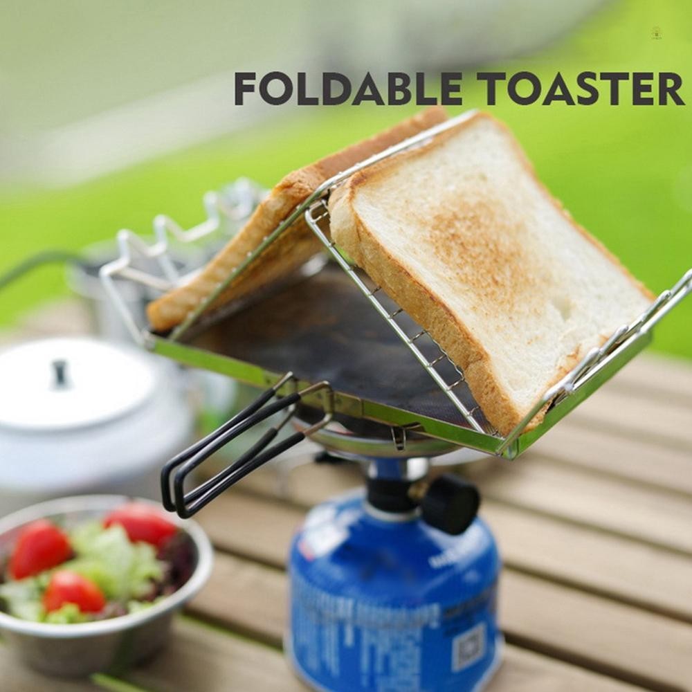 Folding Camp Stove Toaster Stainless Steel Bread Toaster Rack for Camping Backpacking Picnic