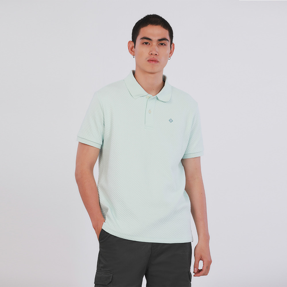 John Henry เสื้อโปโลผู้ชาย ทรงเข้ารูป รุ่น JH S424MPLSM54 - สีฟ้า