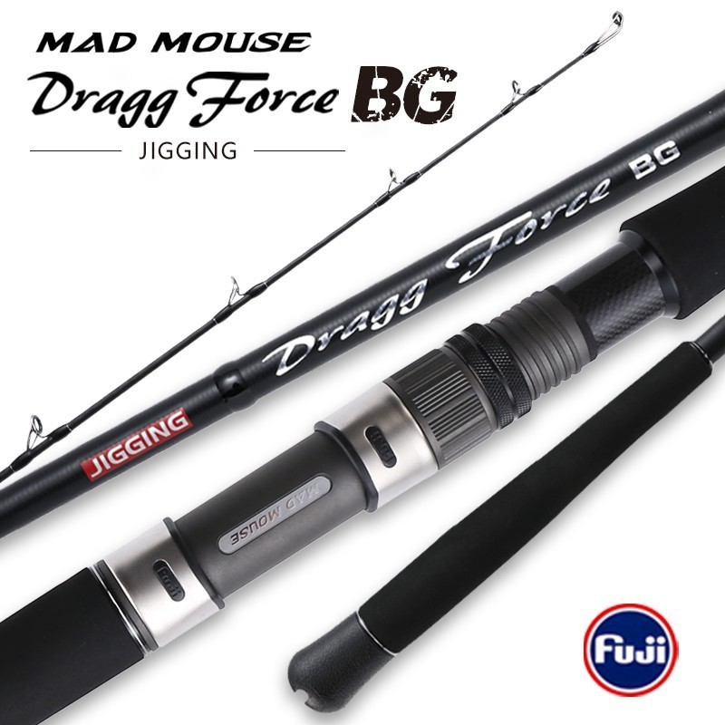 2020ใหม่ MADMOUSE Dragg Force BG Jigging Rod 1.9M PE4-8 Jig 350G ลาก30Kg Japan Full Fuji อะไหล่0