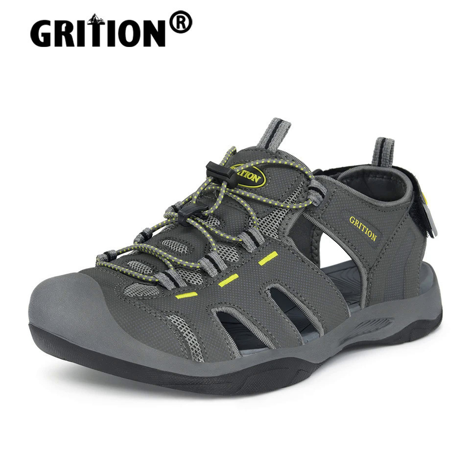 รองเท้าแตะ GRITION ผู้ชายฤดูร้อนรองเท้าแตะไม่ลื่นสบายปิดนิ้วเท้าชายรองเท้าลำลองระบายอากาศกลางแจ้งเดินป่าถู OPSK
